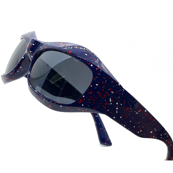 Other - Sunglasses Blue Frame Black Lens Street Trendy Wear‎ Shield Wrap Around UV400